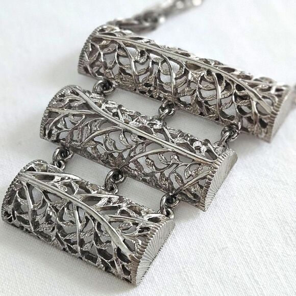 VTG LUCIEN PICCARD Silver Statement Necklace Large - Picture 3 of 11